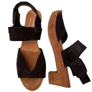 Pedro Garcia Black Clog Heel V Cut Open Toe Slingback Sandals Size 38.5/US 8.5